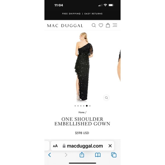 Mac Duggal Women's Black One Shoulder Embellished Gown Size 4 NWT - Picture 5 of 12